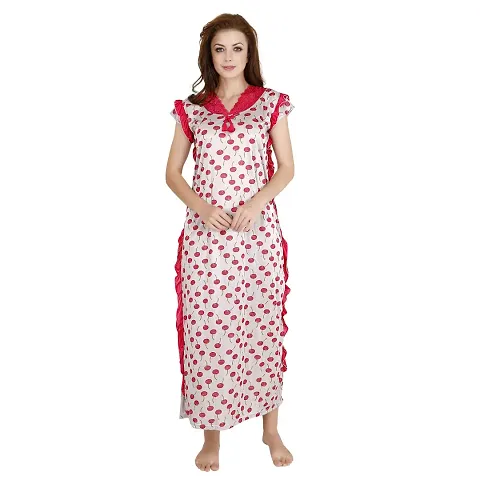 Stylish Solid Satin Nighty For Women