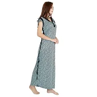 Elegant Grey Satin Printed Nighty For Women-thumb2