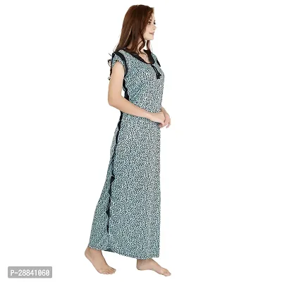 Elegant Grey Satin Printed Nighty For Women-thumb3