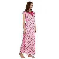 Elegant Pink Satin Printed Nighty For Women-thumb3