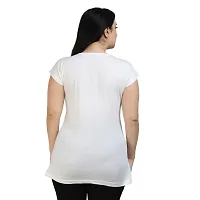 Stylish White Cotton Printed Round Neck Top For Women-thumb1