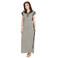 Elegant Grey Satin Printed Nighty For Women-thumb2