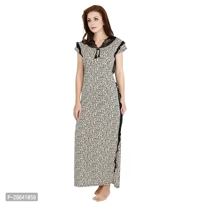 Elegant Grey Satin Printed Nighty For Women-thumb3