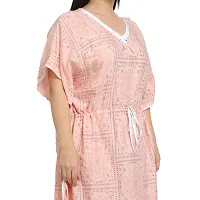 Elegant Pink Cotton Blend Printed Nighty For Women-thumb4