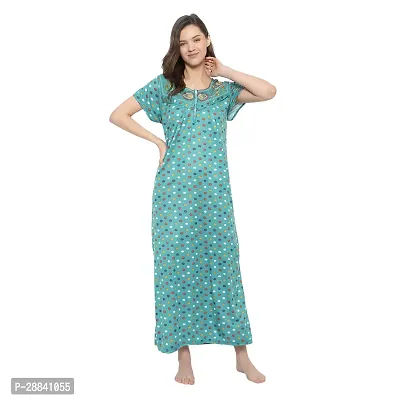 Elegant Green Hosiery Printed Nighty For Women-thumb0