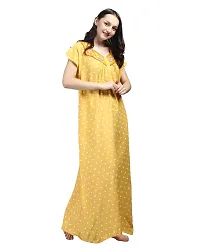 Elegant Yellow Rayon Printed Nighty For Women-thumb3