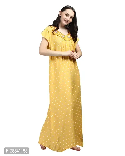 Elegant Yellow Rayon Printed Nighty For Women-thumb4