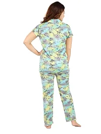 Zionity Blue Cotton Blend Printed Top  Pyjama Set For Women-thumb1