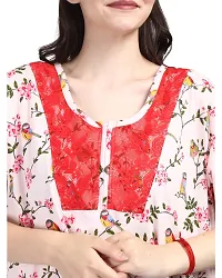 Elegant Pink Cotton Blend Printed Nighty For Women-thumb4