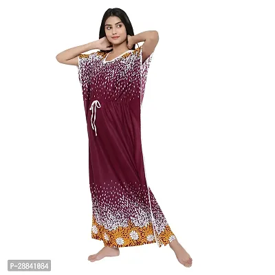 Elegant Multicoloured Satin Printed Nighty For Women-thumb3