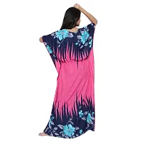 Elegant Pink Satin Printed Nighty For Women-thumb1