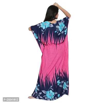 Elegant Pink Satin Printed Nighty For Women-thumb2