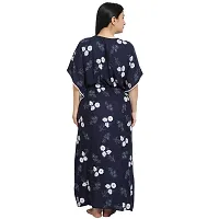 Elegant Navy Blue Rayon Floral Nighty For Women-thumb1