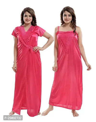 Stylist Satin Nighty And Robe For Women Pack Of 2-thumb0