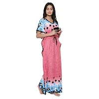 Elegant Pink Satin Printed Nighty For Women-thumb3