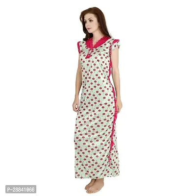 Elegant Green Satin Printed Nighty For Women-thumb3