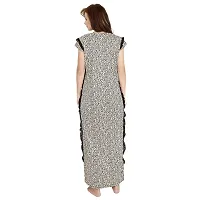 Elegant Grey Satin Printed Nighty For Women-thumb1