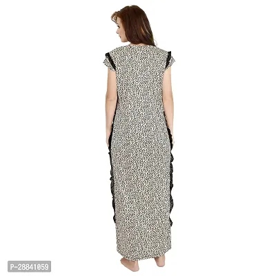 Elegant Grey Satin Printed Nighty For Women-thumb2