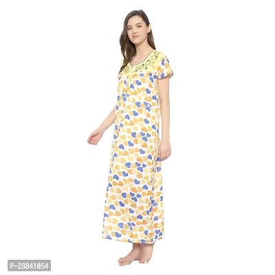 Elegant Yellow Hosiery Printed Nighty For Women-thumb3