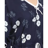 Elegant Navy Blue Rayon Floral Nighty For Women-thumb4