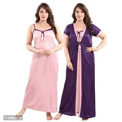 Stylist Satin Nighty And Robe For Women Pack Of 2