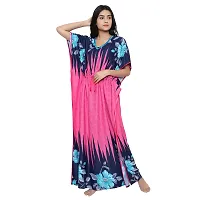 Elegant Pink Satin Printed Nighty For Women-thumb3