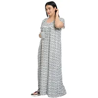 Elegant Grey Cotton Printed Nighty For Women-thumb2