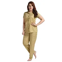 Zionity Yellow Cotton Blend Printed Top  Pyjama Set For Women-thumb4
