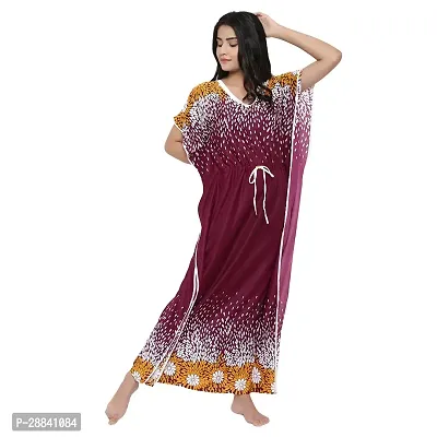 Elegant Multicoloured Satin Printed Nighty For Women-thumb4