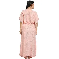 Elegant Pink Cotton Blend Printed Nighty For Women-thumb1