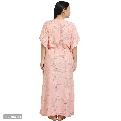 Elegant Pink Cotton Blend Printed Nighty For Women-thumb2