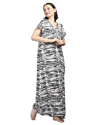 Elegant Black Rayon Printed Nighty For Women-thumb2