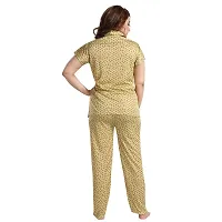 Zionity Yellow Cotton Blend Printed Top  Pyjama Set For Women-thumb1