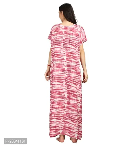 Elegant Maroon Rayon Printed Nighty For Women-thumb2