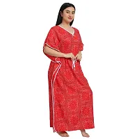 Elegant Red Cotton Blend Printed Nighty For Women-thumb3