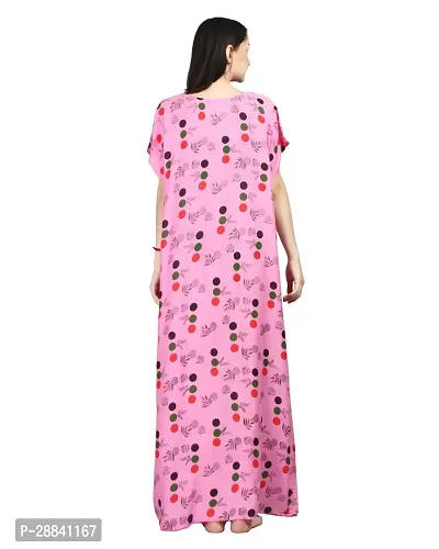 Elegant Pink Rayon Printed Nighty For Women-thumb2