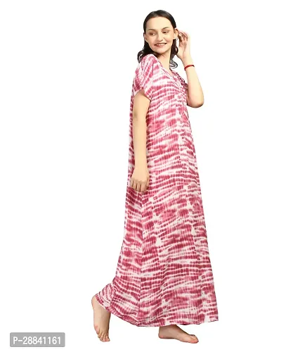 Elegant Maroon Rayon Printed Nighty For Women-thumb3