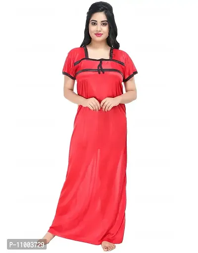 Zionity Women Nighty in Red (Free Size)-thumb0