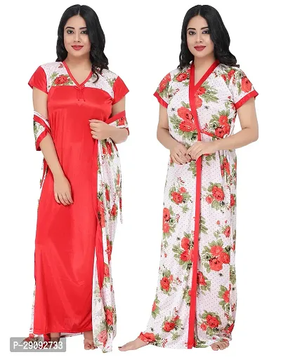 Stylist Satin Nighty And Robe For Women Pack Of 2