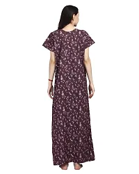 Elegant Purple Cotton Printed Nighty For Women-thumb1