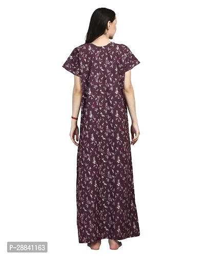 Elegant Purple Cotton Printed Nighty For Women-thumb2