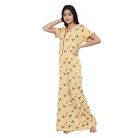 Elegant Yellow Cotton Printed Nighty For Women-thumb2