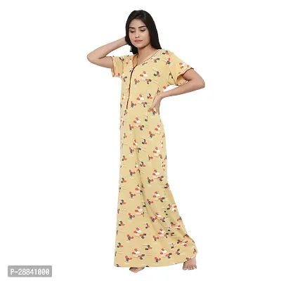 Elegant Yellow Cotton Printed Nighty For Women-thumb3