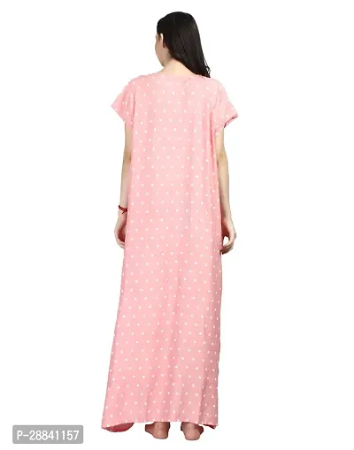 Elegant Pink Rayon Printed Nighty For Women-thumb2