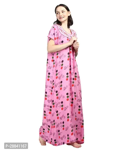 Elegant Pink Rayon Printed Nighty For Women-thumb4