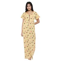 Elegant Yellow Cotton Printed Nighty For Women-thumb3