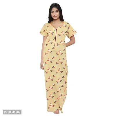 Elegant Yellow Cotton Printed Nighty For Women-thumb4