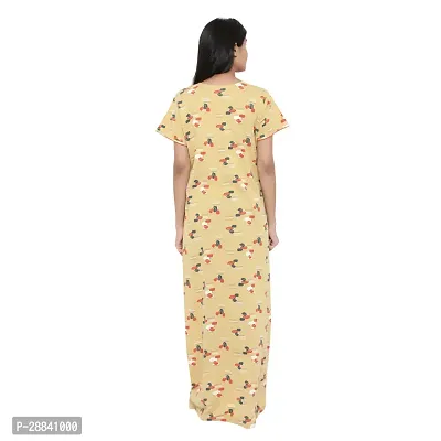 Elegant Yellow Cotton Printed Nighty For Women-thumb2