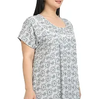 Elegant Grey Cotton Printed Nighty For Women-thumb4