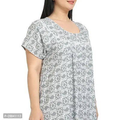 Elegant Grey Cotton Printed Nighty For Women-thumb5